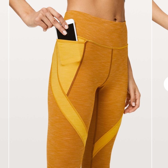 Lululemon Early Extension High-Rise Tight - Heathered Fools Gold/Honey Lemon - Picture 4 of 10